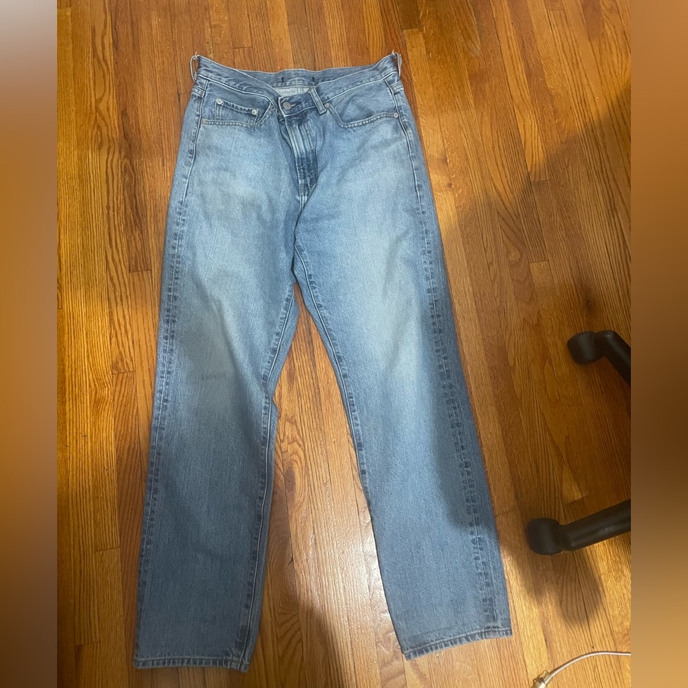 UNIQLO Denim Blue Jeans Baggy Light Medium Wash Y2K